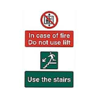 In Case Of Fire Do Not Use Lift 200mm x 300mm PVC Self Adhesive Sign