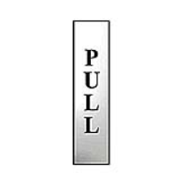 Pull 200mm x 50mm Chrome Self Adhesive Sign