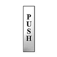 Push 200mm x 50mm Chrome Self Adhesive Sign