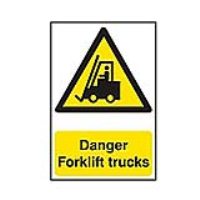 Danger Forklift Trucks 200mm x 300mm PVC Self Adhesive Sign
