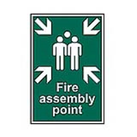 Fire Assembly Point 200mm x 300mm PVC Self Adhesive Sign