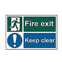 Fire Exit Keep Clear 200mm x 300mm PVC Self Adhesive Sign