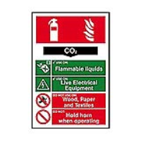 Fire Extinguisher CO2 200mm x 300mm PVC Self Adhesive Sign
