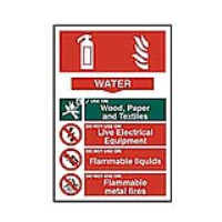 Fire Extinguisher WATER 200mm x 300mm PVC Self Adhesive Sign