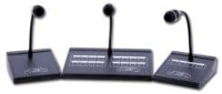 Desk microphone for use with touchscreen system.