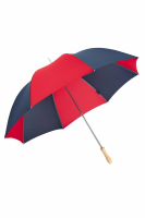 James Ince Sturdy 30'' Golf Umbrella - Red & Navy Blue - light wood handle
