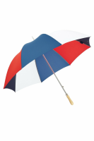 James Ince Sturdy 30'' Golf Umbrella - Red, White, Navy & Blue - light wood handle