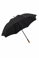 James Ince Sturdy 30'' Golf Umbrella - Black - Chestnut straight handle