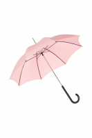 Ladies City Slim Umbrella with a Black Leather Handle - Pink