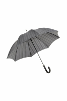 Gents City Slim Umbrella - Prince of Wales Tartan - Black Leather handle