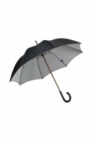 Gents Beechwood Ince Umbrella - Double sided Black/silver - Black Leather Handle