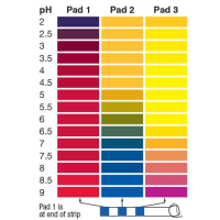 pH 2-9 Test Strips, 3 Pad 0.5 Intervals (vial of 100strips)