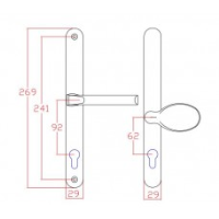 D&E UPVC Door Handles Extended Backplate - 92mm/62mm - Lever / Offset Turn Pad