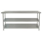 Parry Stainless Steel Centre Table With Two Undershelves - 600mm x 600mm (TAB06600/2)
