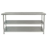 Parry Stainless Steel Centre Table With Two Undershelves - 900mm x 650mm (TAB09650/2C)