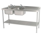 Parry Stainless Steel Double Bowl Sink RH Drainer 1500x600mm (SINKD1560BDR)
