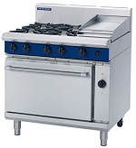 Blue Seal Evolution GE56C Four Burner Dual Fuel Convection Oven Range With Small Griddle Top
