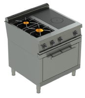 Charvet One 80-G3-FN-PL/FG Half Solid Top Half Hob Oven Range (B00125)