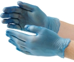 Vogue Medium Blue Vinyl Gloves (Box Of 100) (CB254-M)