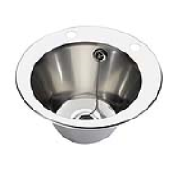 Round inset basin without overflow two tap holes stainless steel 385mm