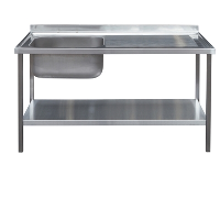 1500 x 650 commercial catering single sink and drainer on frame