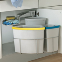 pull waste bins, 40 litres with 3 bins