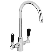 Reginox Brooklyn swan neck kitchen mixer black levers