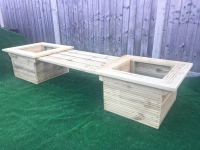 Outdoor bench with planters