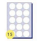 15 Labels/Sheet 51mm dia circle A4 Sheet Label