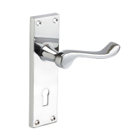Access Hardware Scroll Door Handle on Long Lock Plate Polished Chrome