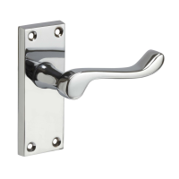 Access Hardware Scroll Door Handle on Short Latch Plate Polished Chrome