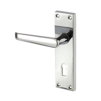 Access Hardware Victorian Door Handle on Long Lock Plate Polished Chrome