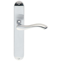 Carlisle Brass Andros Door Handle on Long Latch Plate Satin Chrome