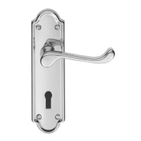 Carlisle Brass Ashtead Suite Door Handle On Lock Plate Polished Chrome