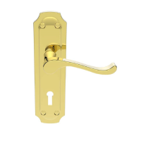 Carlisle Brass Birkdale Door Handle on Lock Plate Polished Brass