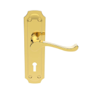 Carlisle Brass Birkdale Door Handle On Lock Plate PVD Stainless Brass 