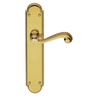 Carlisle Brass Chesham Door Handle on Long Latch Plate Polished Brass