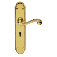 Carlisle Brass Chesham Door Handle on Long Lock Plate Polished Brass
