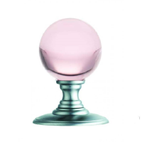Carlisle Brass Delamain Pink Crystal Ball Door Knob on Rose Satin Chrome