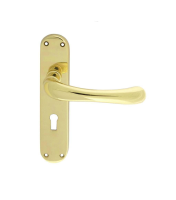 Carlisle Brass Designer Range Ibra Door Handle on Lock Plate Polished Brass