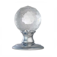 Carlisle Brass Ice Facetted Crystal Door Knob on Rose Polished Chrome