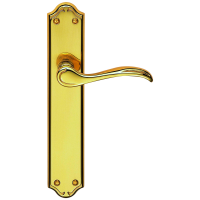 Carlisle Brass Madrid Door Handle On Long Latch Plate PVD Stainless Brass