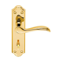 Carlisle Brass Madrid Suite Door Handle on Bathroom Plate Polished Brass