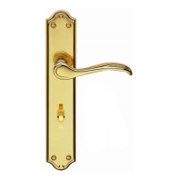 Carlisle Brass Madrid Suite Door Handle on Long Bathroom Plate Polished Brass