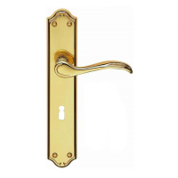 Carlisle Brass Madrid Suite Door Handle on Long Lock Plate Polished Brass