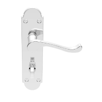 Carlisle Brass Oakley Door Handle on Bathroom Plate Polished Chrome