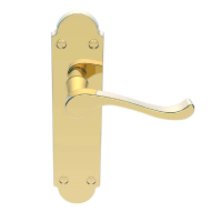 Carlisle Brass Oakley Door Handle on Latch Plate Polished Brass