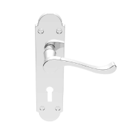 Carlisle Brass Oakley Door Handle on Lock Plate Polished Chrome