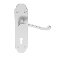 Carlisle Brass Oakley Door Handle on Lock Plate Satin Chrome