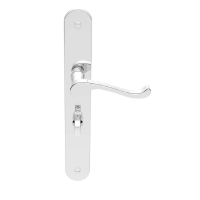 Carlisle Brass Savannah Door Handle on Long Bathroom Plate Polished Chrome